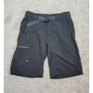 Columbia Shorts Mens Size 30 Omni-Shade Fishing Belted Cargo Gray Zip Pockets D